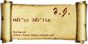 Hécz Júlia névjegykártya